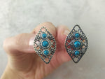 Set Ring Earrings turquoise Silver 925