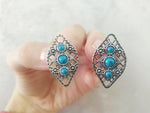 Set Ring Earrings turquoise Silver 925