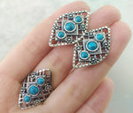 Set Ring Earrings turquoise Silver 925