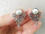 Buy pearl earrings made of sterling silver 925 by armenian designer artisnas. Armenian handmade jewelry will impress everyone arround because it is simple and luxury at the same time.