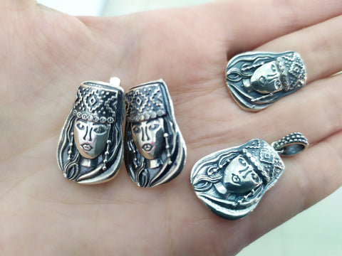 Armenian Spirit Earrings Ring Pendant traditional Silver 925
