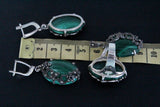 Marcasite earrings pendant and ring sterling silver 925 malachite onyx
