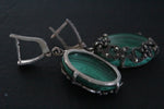Marcasite earrings pendant and ring sterling silver 925 malachite onyx
