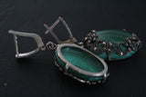 Marcasite earrings pendant and ring sterling silver 925 malachite onyx