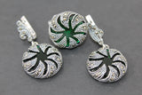 Sterling silver 925 earrings Marcasite lab green topaz