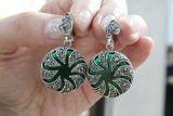 Sterling silver 925 earrings Marcasite lab green topaz