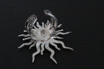 Silver sun ring 925 with long rays black silver Handmade