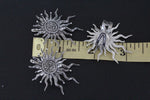 Silver sun ring 925 with long rays black silver Handmade