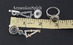 Earrings and ring Blue gray labradorite Sterling SILVER 925 gold plated details