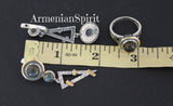 Earrings and ring Blue gray labradorite Sterling SILVER 925 gold plated details