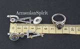 Earrings and ring Blue gray labradorite Sterling SILVER 925 gold plated details
