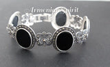 Jewelry Set Earrings ring pendant bracelet Natural black onyx SILVER 925