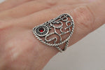 Sterling silver 925 Earrings ring bracelet alphabet lab red stone CHOOSE