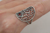 Sterling silver 925 Earrings ring bracelet alphabet lab red stone CHOOSE