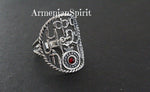 Sterling silver 925 Earrings ring bracelet alphabet lab red stone CHOOSE