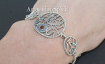Sterling silver 925 Earrings ring bracelet alphabet lab red stone CHOOSE