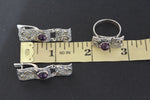 Amethyst earrings and ring Sterling silver 925 gold plated