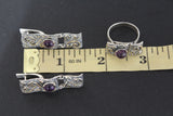 Amethyst earrings and ring Sterling silver 925 gold plated