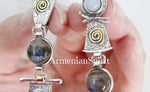 Earrings and ring labradorite moonstone SILVER 925