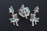 Earrings Blue zircon Sterling SILVER 925 gold plated