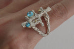 Earrings Blue zircon Sterling SILVER 925 gold plated