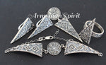 Triangle earrings Silver 925 ethnic pattern jewelry