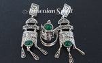 Extra long Earrings Silver 925 natural jade