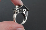 House hooked earrings ring and pendant Sterling silver 925