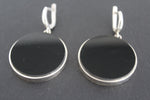 Very big round earrings Sterling silver 925 and black onyx