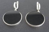 Very big round earrings Sterling silver 925 and black onyx
