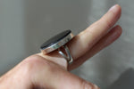 Very big round earrings Sterling silver 925 and black onyx