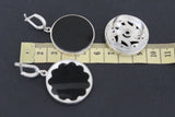 Very big round earrings Sterling silver 925 and black onyx