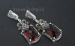 Silver 925 green topaz Victorian Earrings and Ring Marcasite