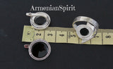 Vintage style set ring and earrings black onyx SILVER 925