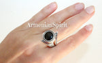 Vintage style set ring and earrings black onyx SILVER 925