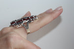 Earrings and ring 925 Silver SET Big red topaz stones Marcasite