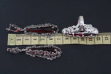 Earrings and ring 925 Silver SET Big red topaz stones Marcasite