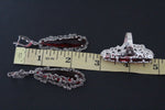 Earrings and ring 925 Silver SET Big red topaz stones Marcasite