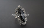 Buy ring silver marcasite with black gemstone