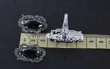 Marcasite earrings sterling silver 925 with black topaz stone