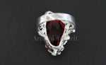 Red topaz earrings long Marcasite Silver 925
