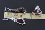 Red ring earrings triangle Marcasite Silver 925