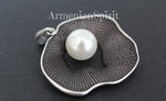 White lab Pearl earrings Black SILVER 925