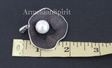 White lab Pearl earrings Black SILVER 925