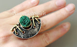 Natural pirite RING semi circle SILVER and Gold plated jewelry