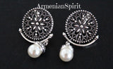 Ring earrings silver 925 white pearl