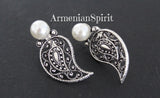 Ring earrings silver 925 white pearl