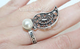 Ring earrings silver 925 white pearl