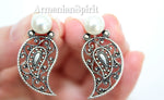 Ring earrings silver 925 white pearl