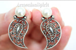 Earrings silver 925 white pearl